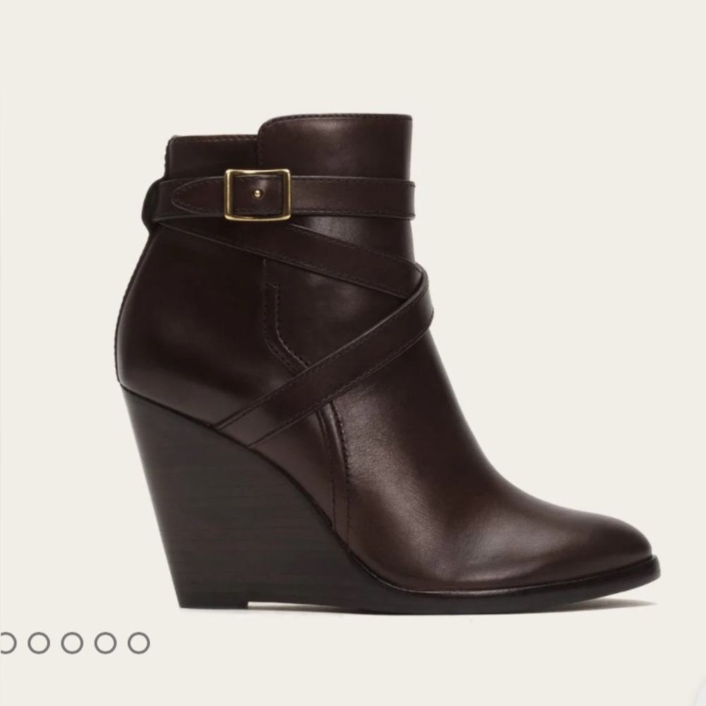 Frye Cece Jodhpur Boots Women’s 9 Dark Brown Used In Box Wedge Bootie Buckle